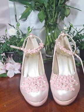 💗 Baby, the Stars Shine Bright Pink Floral Pearl Glitter Mid Heel Pumps (Size L
